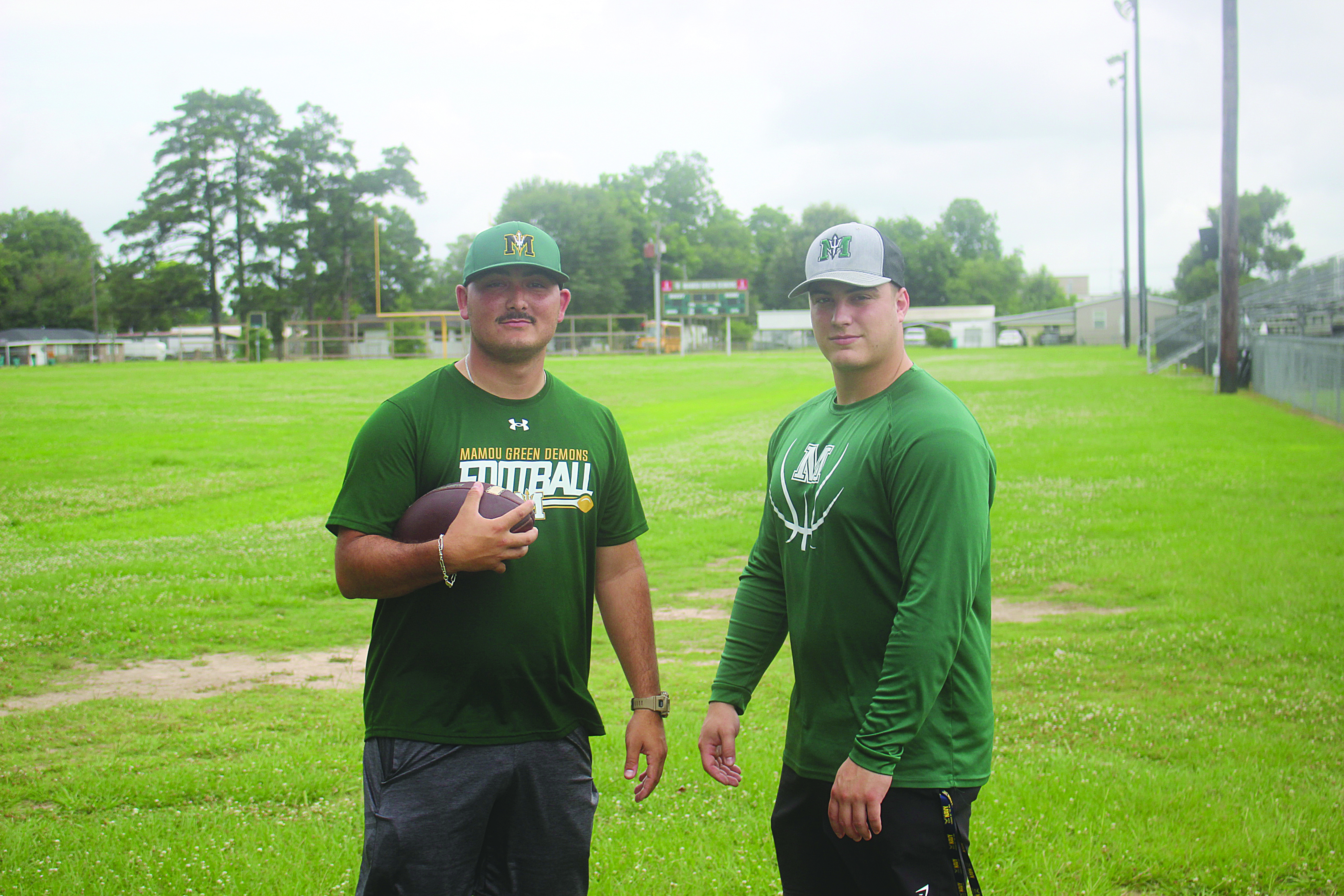 Pictured on the left is new head football coach at Mamou Daniel Scully and on the right is new assistant coach J.T. Harper. (Gazette photos by Tony Marks)