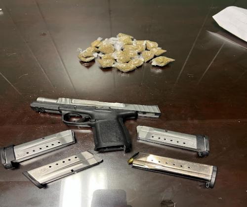 Pictured are a firearm, illegal narcotics, and other items seized after recent arrests made by the Evangeline Parish Sheriff’s Office. (Photo courtesy of EPSO)