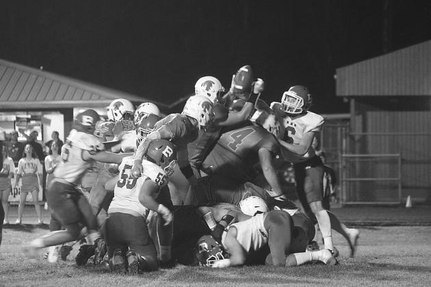 The Basile Bearcats secured an outright district championship after a 21-14 win over the East Beauregard Trojans Friday night. (Gazette photo by Rhett Manuel)