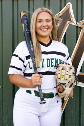 The 2022 Ville Platte Gazette’s Most Valuable Player, Mamou’s Taylor Douget, is pictured above. She helped lead the Lady Green Demons to a first round playoff win in Class 3A. (Photo courtesy of Claudia Bateman) 