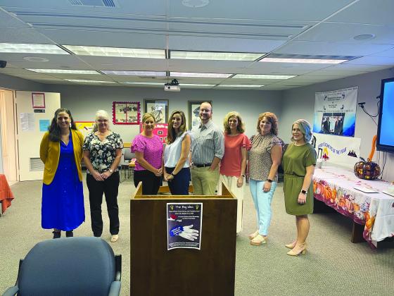 Middle School Teacher of the Year candidates from left are Jessica Capseta (Ville Platte Elementary School); Lisa Smith (Vidrine Elementary School); Kristen Ardoin (Mamou Jr. High School); Kimberly Guidry (James Stephens Montessori); Stephen Lacaze (Evangeline Reimagine Academy); Christiana Fontenot (Evangeline Central); Jessica Reed (Bayou Chicot Elementary School); and Miranda Young (Basile High School). Not pictured is Mia Brignac (Chataignier Elementary School). (Photo courtesy of Grace Sibley)
