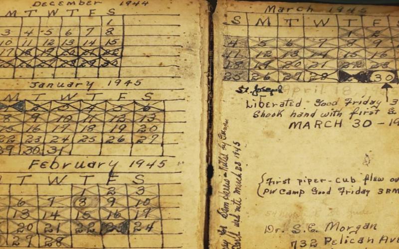 The calendar from Redlich’s pocket Bible, marking the dates of his captivity in a German P.O.W. camp during World War II. ( Redlich family image)