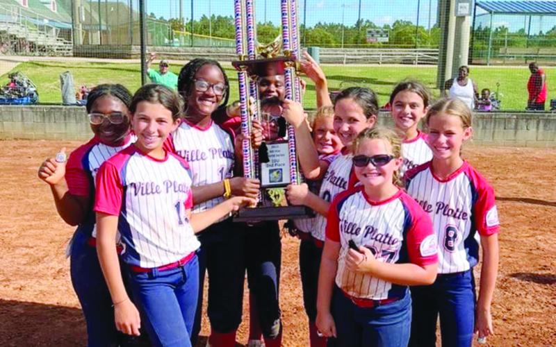 Team members, including those pictured on the left with the runner-up trophy) are Jacelyn Anderson, Vivian Chapman, Emily Duos, Taylor Edwards, Emry Figueoredo, Isabelle “Izzy” Fontenot, Darriell Freeman, Ja’Miree Freeman, Camille Guillory, Jolie Lafleur, Sadie Grace Soileau and Allie Veillon. (Photo courtesy of Lea Landreneau Johnson)