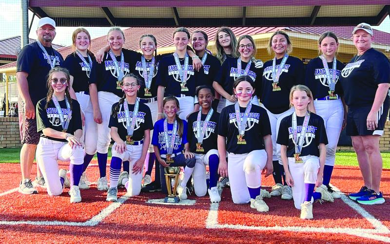 Standing left to right: Coach Chuncey Fontenot, Laiken O’Connor, Kynaddi Ware, Callie Byrd, Ella Fontenot, Ella Ortego, Leighanna Lejeune, Cheyenne Maricle, Angel Tezeno, Julie Messer, and Coach Michelle Griffing; Kneeling left to right: Lilly Bordelon, Adalynn Fontenot, Jolie Naquin, Aniyah George, Callie Johnson, and Macy Hebert. (Photo courtesy of Chuncey Fontenot)