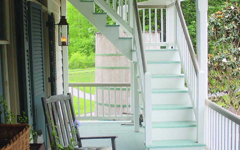 Pictured is the staircase leading from the front porch to the second story of the former Alexis LaTour home. (Gazette photo by Tony Marks)