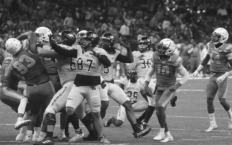 Grambling kicker Garrett Urban (30) kicks the game winning field goal against Southern in the Bayou Classic. (Gazette photo by Tony Marks)