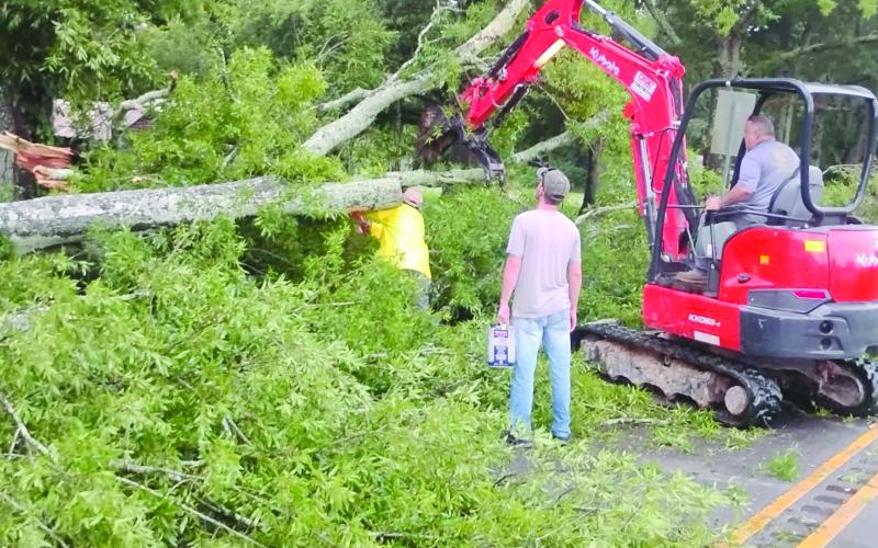 Storm debris is cleared