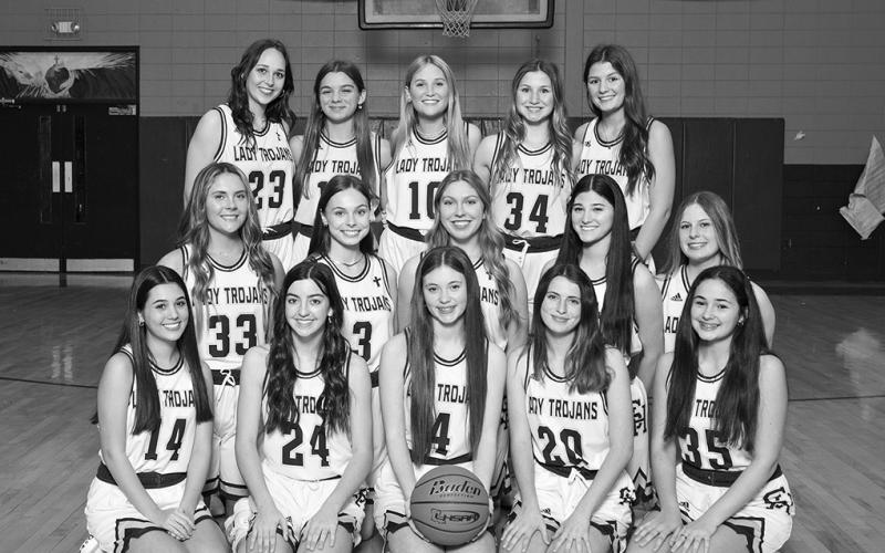 The district champion Sacred Heart Lady Trojans are pictured above. In no particular order are Myka Harper, 3; Averie Pitre, 4; Emily Stagg, 10; Olivia Tate, 13; Laura Prudhomme, 14; Ava Johnson, 15; Alyssa Brignac, 20; Katherine Fontenot, 21; Kali Shiver, 22; Jodie Landry, 23; Bre Ardoin, 24; Jolie Vidrine, 33; Taylor Darbonne, 34; Mary Perron, 35; and Rose Ardoin, 40. (Photo courtesy of Angela DeVille)
