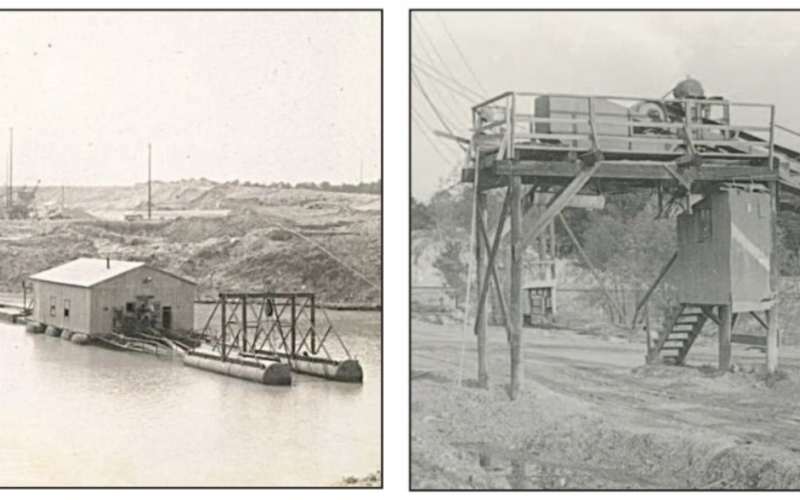 Top row (from left) are “The Nancy Kay” and loading train cars at Contract 9.