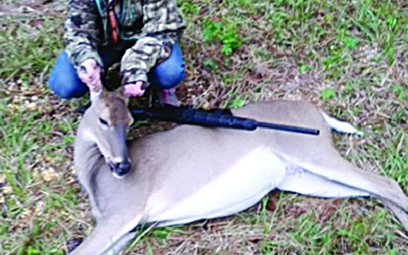 (Left photo) Hallie Guillory is pictured after a deer hunt.