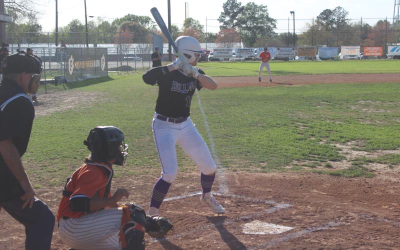 Ville Platte’s Sam Walker (10) stands tall in the batters’ box. (Gazette photo by Rhett Manuel)