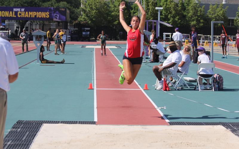 Henley Lejeune, of Basile, placed second in Girls Triple Jump 1A with a mark of 10.39m.