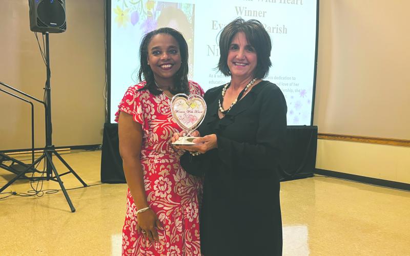 DAVID NAMED WOMAN WITH HEART - Evangeline Parish nominee Nina David (right) was named the as the Evangeline Parish recipient of the 2025 St. Landry-United Way Women with Heart. She is shown with presenter Angela Cassimere. (Gazette photo by Heather Bogard)
