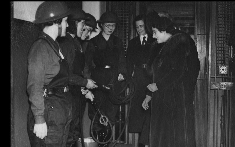 MEETING THE QUEEN - Iris LaTour, Ville Platte’s first war bride (third from left), along with her fellow ATS members, met with Queen Elizabeth in the 1940s during service in World War II.  (Gazette photo courtesy Heather Bogard)