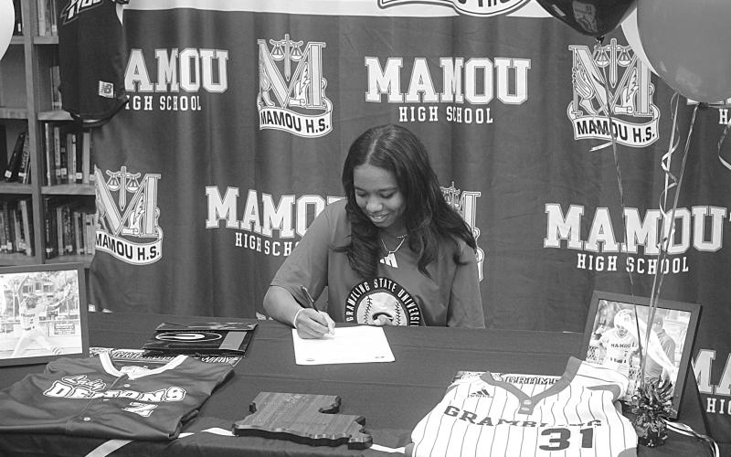 Jaidan Richard is pictured as she signs to play softball at Grambling State University. The signing took place in The Den of Mamou High School on Friday, December 6. (Gazette photo by Tony Marks)