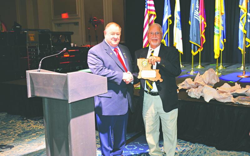 #632 POINT MAN OF THE YEAR - Ville Platte Chapter #632 President JD Soileau (right) was the recipient of the Point Man of the Year Award for his chapter.  The award was presented by Region VII VVA President Terry Courville.