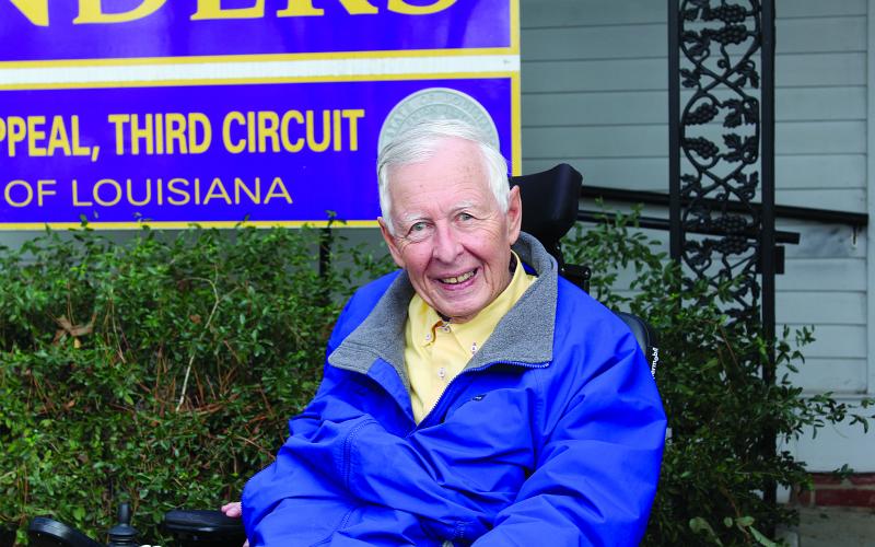 Third Circuit Court of Appeal Judge John Saunders is pictured sitting in front of his Ville Platte law office. The long time public servant passed away on Monday, September 13, at the age of 78, and was nearing the end of his third term on the bench. (Gazette file photo)