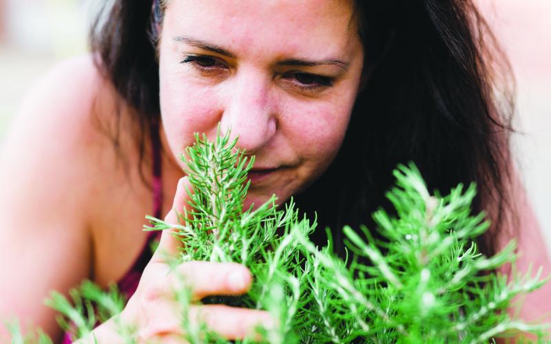Kayla Kincanon, a master herbalist, checks out one of many herbs used in natural healing. (Photo courtesy of Kayla Kincanon)