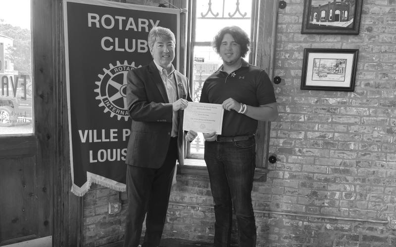 ROTARY SCHOLARSHIP PRESENTED - Rotary President Jimmy LeBlanc presented its annual Rotary scholarship to Ville Platte High School graduate Leslie Foreman.