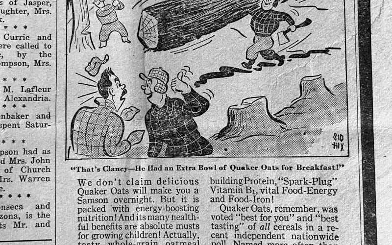 1947 AD - This ad for Quaker Oats was published in the March 6, 1947 edition of the Ville Platte Gazette. (Gazette archive photo)
