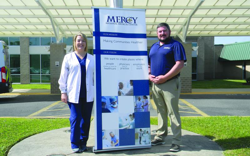 MRMC TO EXPAND SERVICES - Mercy Regional Medical Center CEO Kristopher Aguillard (right) and Chief Nursing Officer Ashley Fontenot are proud to announce the expansion of services to the community. (Gazette photo by Heather Bogard)