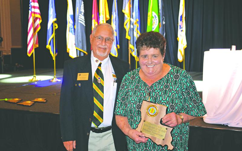 AWA MEMBER OF THE YEAR - Ville Platte Chapter #632 President JD Soileau (left) presented the AWA Member of the Year award to Mable Foreman.