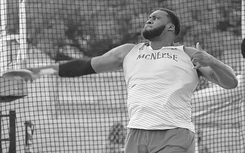 McNeese Cowboys senior thrower Marcus Francis has been selected as the 2025 Southland Conference Men’s Outdoor Field Performer of the Year. (Photo courtesy of McNeese Athletics)