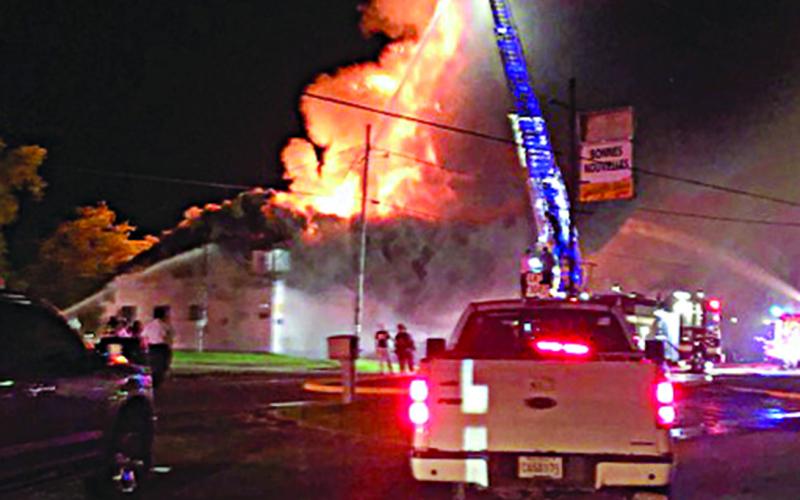 Pictured is the structure fire that broke out at a business located on W. Lincoln Rd. in Ville Platte on Monday, October 11. (Gazette photo by Monique Ardoin)