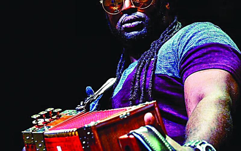 Raylon Blake, an up and coming Zydeco artist from Ville Platte, is pictured playing the accordion at a recent show. Blake has recently released his second single. (Photo courtesy of Raylon Blake)