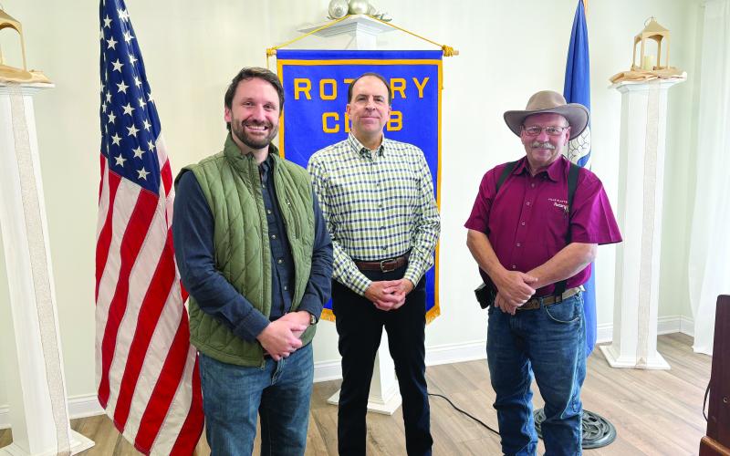 Pictured from left are Seth Norris, Rotarian Darin Bordelon, and Rotary President Bob Manuel. (Gazette photo  by Tony Marks)