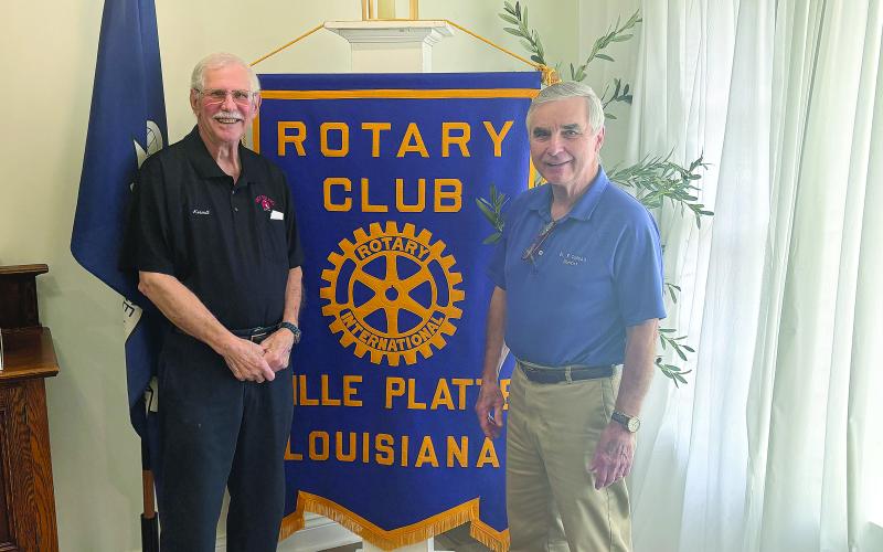 From left are Rotarians Kermit Miller and Dr. Kirk Soileau. (Gazette photo by Tony Marks)