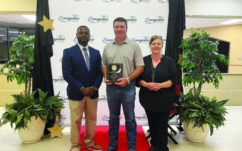 From left: Darion Arvie, Young Business Person of the Year Ryan Vidrine, and Connie Lamke. (Not pictured: Sonia Ardoin and Linda Lebsack won Chamber Champion Award.)