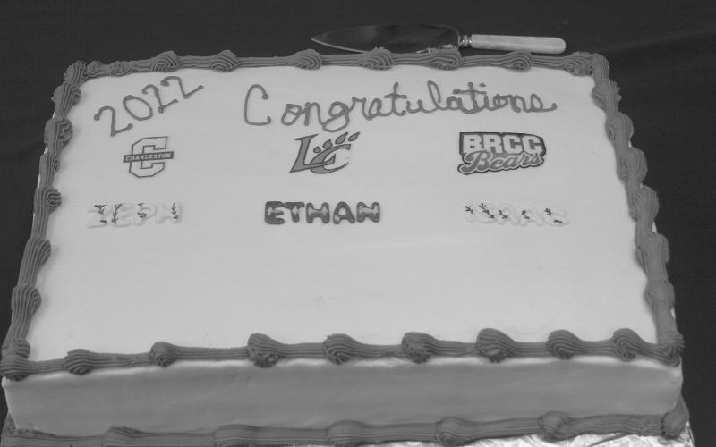 Pictured is the cake that was enjoyed after the event in the school’s library. (Gazette photo by Tony Marks)