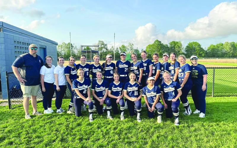 The Sacred Heart Lady Trojan softball team is the district champion. Coaches are Will Pitre and Michelle Sonnier; and players are Abby Fontenot, Aida’lyse Johnson, Alyssa Brignac, Amelia Fontenot, Aubree Guillory, Averie Pitre, Breanna Ardoin, Ellie Wilmouth, Emily Ardoin, Emma Parrott, Jenna Veillon, Jolie Vidrine, Kora Lejeune, Lauryn Butter, Layla Fontenot, Maci Droddy, and Rose Ardoin. (Photo courtesy of Sacred Heart Athletics)