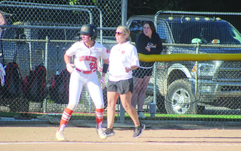 Pine Prairie head softball coach Alycia Hebert (right) was named as the  coach of the year in District 5-3A. (Gazette photo by Tony Marks)