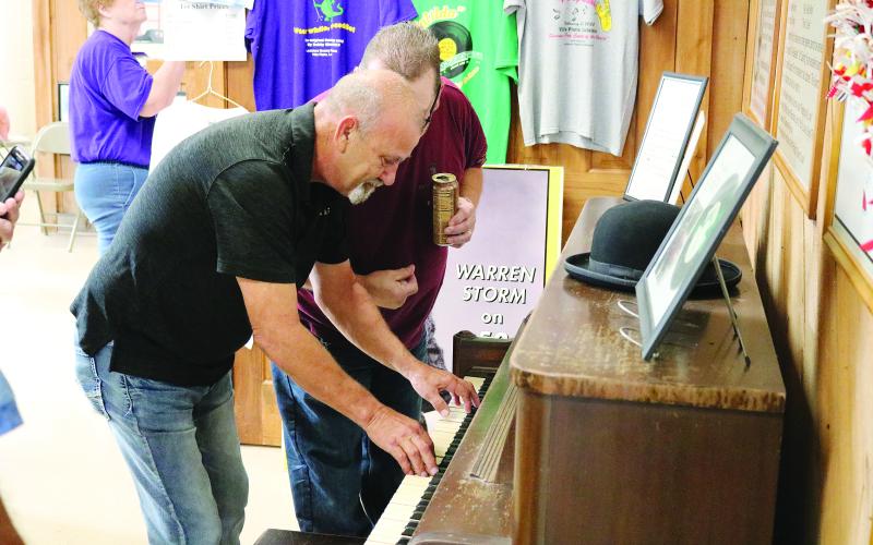 Junior Dugas plays a Swamp Pop song that he wrote while previously at the Louisiana Swamp Pop Museum. He was among the stars at the birthday celebration on Friday, October 27. (Gazette photo by Tony Marks)