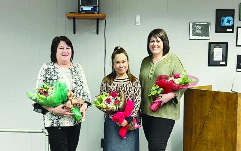 From left are Elementary Teacher of the Year Bernice Ardoin, High School Teacher of the Year Emee Aswell, and Middle School Teacher of the Year Misty Fontenot. (Gazette photo by Tony Marks)