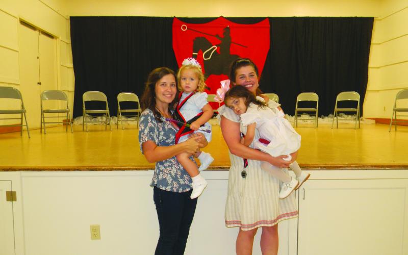 TEE TINY MISS TOURNOI COURT - Shown, from left, are the members of the Tee Tiny Miss Tournoi Court. They are Queen Riley Kate Tackett; and Sage Marie Soileau, first runner-up.