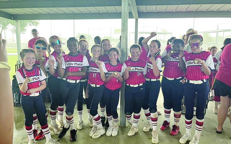 Pictured in no particular order are Emily Duos, Emry Figuerido, Halle Johnson, Avenly Love, Audrey Deshotel, Jamiree Freeman, Vivian Chapman, Jacelyn Anderson, Millie Doucet, Ellie Doucet, Audrey Miller, and Mallory Briley. (Photo courtesy of Robyn Duos)