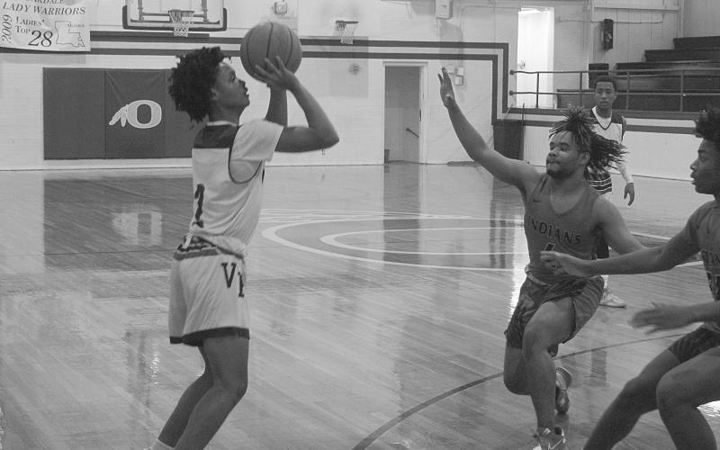 Senior Bulldog Jamaree Byers (2) attempts a basket against Tioga in a game played in the Oakdale New Year’s Tip-Off Presented by RoyOMartin earlier this month. (Gazette photo by Tony Marks)