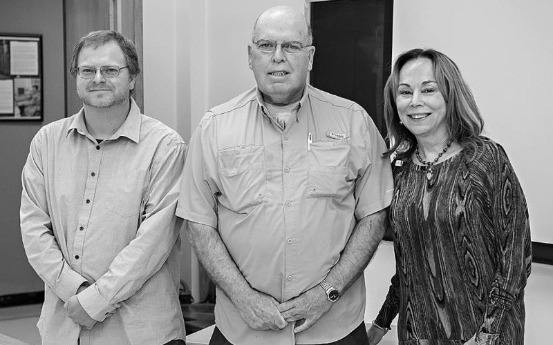 L to R: Dr. Brandon Borill, LSU Eunice Interim Dean of Sciences and Mathematics; Dr. Malcolm Vidrine, LSU Eunice Professor Emeritus; Dr. Nancee Sorenson, LSU Eunice Chancellor. (Photo submitted)