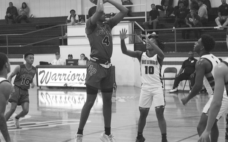 Montavis Seraille (4) attempts a basket for his Ville Platte Bulldogs against the Welsh Greyhounds on the third day of Oakdale’s New Year Tip-Off Presented by RoyOMartin. (Gazette photo by Rhett Manuel)
