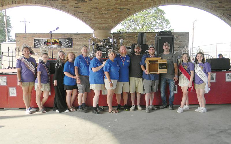 AMATEUR GRAND CHAMPION - Cajun Grillerz, with head chef Lance Landreneau and team members Bob Reed, Neal Ardoin and Macey Waas, was the overall amateur grand champion winner with their dish “The Unknown.” They also placed first in amateur tasso and amateur smoked poultry. (Gazette photos by Heather Bogard)