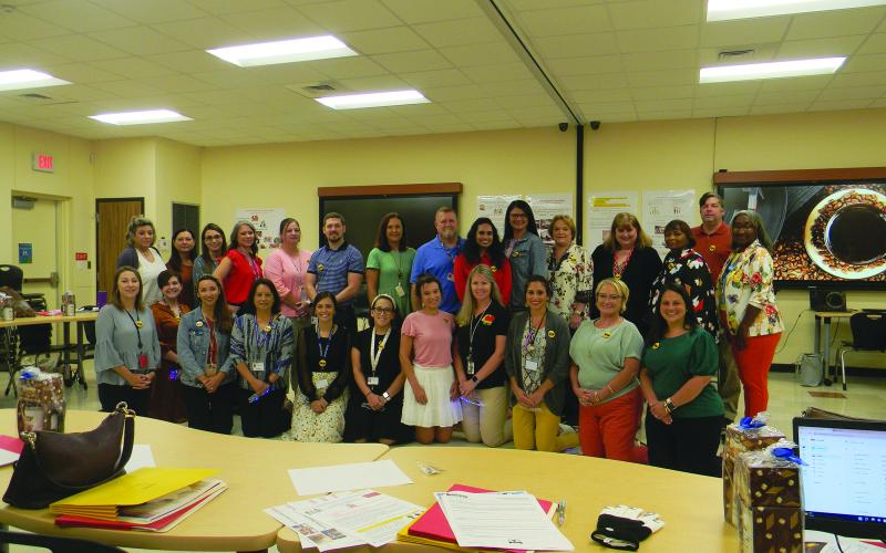 TEACHER OF THE YEAR TRAINING HELD - On September 14, Evangeline Parish school teachers of the year participated in a workshop to help prepare them for district then state competition. They were lead by supervisor Grace Sibley. The teachers will participate in district competition on September 30. The district winners will then go on to the state competition. Here, they gather for a group photo. (Gazette photo by Heather Bogard)