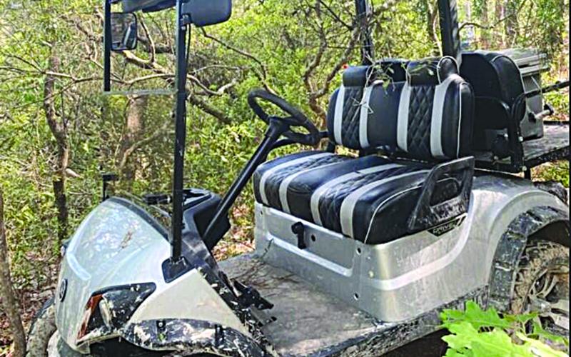 Pictured is the golf cart reported stolen from the Crooked Creek area. (Photo courtesy of Evangeline Parish Sheriff’s Office)
