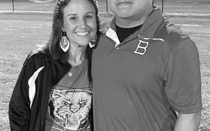 Kristen Bacon (pictured on the left with her husband, Sam) led the Basile Lady Bearcats to their first winning season and first playoff win since restarting the program after more than five decades of non-existance. (Photo submitted)