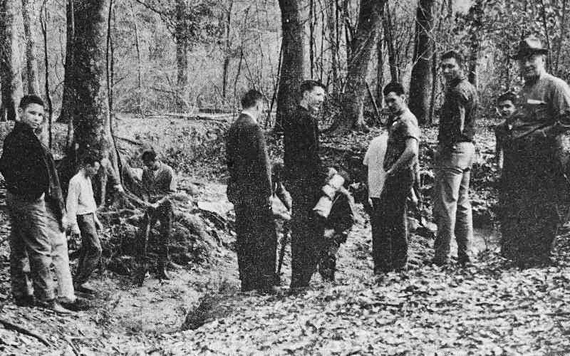 TREES PLANTED AT NEW ARBORETUM - Under the supervision of Prof. J.D. Lafleur, chairman of the new arboretum at Chicot State Park, Ville Platte High School FFA and 4-H Club students helped to plant many varieties of trees in the park. (Gazette archive photo)