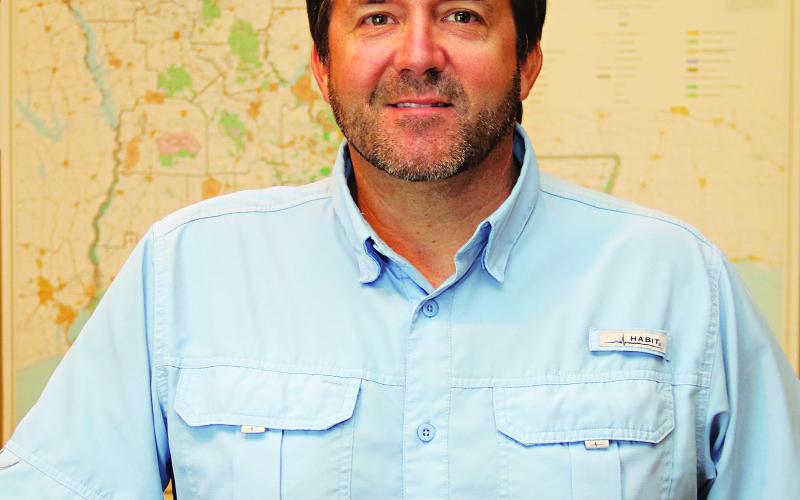 State Rep. Phillip DeVillier in his office at DeVillier House Movers and Leveling on U.S. 190 east of Eunice. DeVillier is unopposed for a third term as District 41 representative. (LSN photo by Harlan Kirgan)