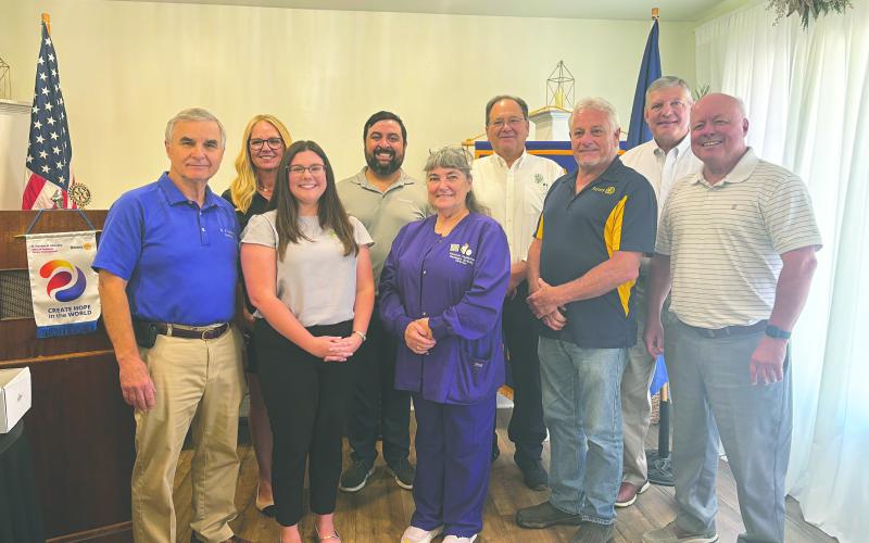 VP ROTARY CLUB WELCOMES NEW MEMBER - Lainey Ardoin was welcomed as the newest member of the Ville Platte Rotary Club during the group’s weekly meeting held Tuesday, August 19. Shown in the front row, from left, are president-elect Dr. Kirk Soileau, Ardoin, vice president Patricia Duplechin, board member Larry Lachney and sergeant at arms Dr. Hosea “Joey” Soileau. In the back row, same order, are secretary Nicole Wenger, president Beau Wilson, and board members Wayne Vidrine and Peter Strawitz.