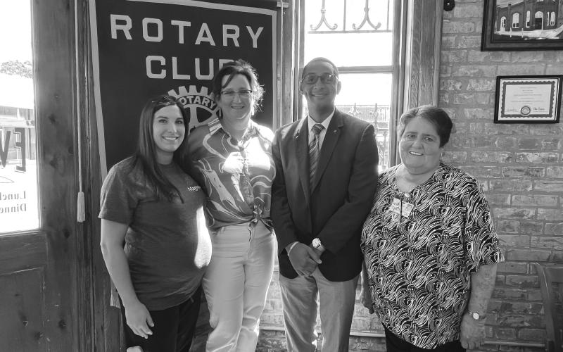 MAGNOLIA THERAPEUTICS DISCUSSES SERVICES - Alivia Guillory and Kristy Landry with Magnolia Therapeutics in Ville Platte were the guest speakers for the September 18, meeting of the Ville Platte Rotary Club. Shown, from left are Guillory, Landry, Rotary President Brian Ardoin and Rotarian Mable Foreman. (Gazette photo by Heather Bogard)